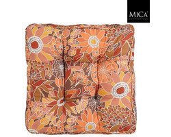 Mica Decorations Fleur Matras kussen - 47 x 47 x 10cm - Oranje