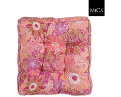Mica Decorations Fleur Matras kussen - 47 x 47 x 10cm - Roze