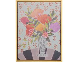Mica Decorations Floria Muurdecoratie - L30 x H40 cm - Canvas - Meerkleurig