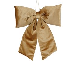 Mica Decorations fluwelen kerst ornament strik 50cm goud