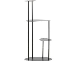 Mica Decorations Fonda Zwart - Plantenstandaard met Drie Plateaus - Metalen Plantenrek Industrieel Design - Plantensteun voor Kamerplanten - 47,5 x 27 x 100 cm - Zwart