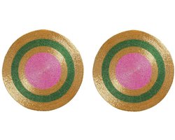 Mica Decorations gekleurde ronde placemat van kralen goud roze groen 36 cm