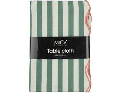 Mica Decorations Gestreept Tafelkleed voor Eettafel - Tafellaken voor Binnen en Buiten 250 x 140 cm - Tafelzeil 100% Katoen - Groen