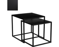 Mica Decorations Goa Bijzettafel - Set van 2 - L35 x B35 x H33 cm - Metaal - Zwart