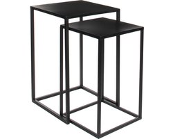 Mica Decorations Goa Bijzettafel - Set van 2 - L35 x B35 x H55 cm - Metaal - Zwart