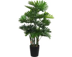 Mica Decorations Grote kunstplant - Philodendron - groen - 120 cm - zwarte pot