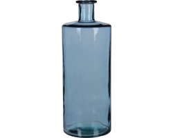 Mica Decorations Guan Fles Vaas - H40 x Ø15 cm - Gerecycled Glas - Blauw