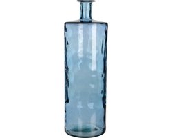 Mica Decorations Guan Fles Vaas - H75 x Ø25 cm - Gerecycled Glas - Blauw