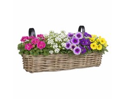 Mica Decorations Hangmand voor planten - 46 x 19 x 15 cm - gevlochten - hangende railing plantenbak - beugels
