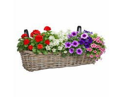 Mica Decorations Hangmand voor planten - 60 x 19 x 15 cm - gevlochten - hangende railing plantenbak - beugels
