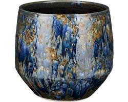 Mica Decorations Harris Bloempot - 20x20x18 cm - Keramiek - Blauw
