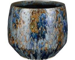 Mica Decorations Harris Bloempot - 25x25x22 cm - Keramiek - Blauw