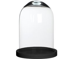 Mica Decorations Hella Glazen Stolp - H23 x Ø17 cm - Transparant, Zwart