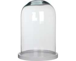 Mica Decorations Hella Glazen Stolp - H30 x Ø21 cm - Transparant, Wit