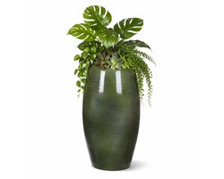 Mica Decorations Hoge bloempot Lester - groen - glanzend - keramiek - 50 x 30 cm - vaas