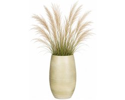 Mica Decorations hoge Plantenpot - keramiek - wit glans / ribbels - D30 x H50 cm - bloempot Porto
