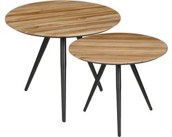 Mica Decorations Jailey Bijzettafel - Set van 2 - H49 x Ø50 cm - Gerecycled Hout - Bruin
