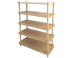Mica Decorations Jeff Boekenplank Lichtbruin - Open Plankenkast van Hout met Modern Ontwerp - Stijlvolle Kast voor Boeken, Planten en Woonaccessoires - 80 x 30 x 129 cm - Bruin