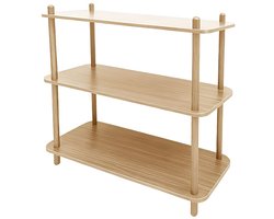 Mica Decorations Jeff Wandrek - Boekenplank van 100% FSC-Gecertificeerd Hout met Drie Ruime Planken voor Boeken en Decoratie - Lichtbruin - L80 x B30 x H79 cm - Scandinavisch Interieur