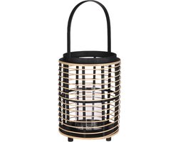 Mica Decorations Jonas Lantaarn - 25.5x25.5x35 cm - bamboo - Zwart