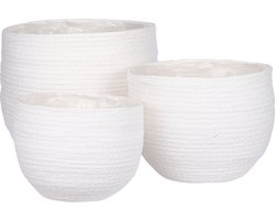 Mica Decorations Jorck Plantenmand - Set van 3 - H24 x Ø26 cm - Off White