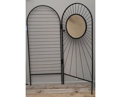 Mica Decorations Kamerscherm zwart metaal met spiegel H180 L150cm