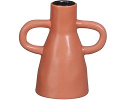 MICA DECORATIONS KANDELAAR - L11 X B7 X H12 CM - KERAMIEK - ROOD