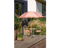 Mica Decorations Kantelbare Parasol met Ruches - Stokparasol 238 x Ø195 cm - Tuin of Balkonparasol - Polyester, Staal - Perzik