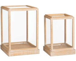 Mica Decorations Kast Cabinet - 32x32x45 cm - Hout - Bruin - Set van 2