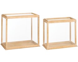 Mica Decorations Kast Cabinet - 53x30x48 cm - Hout - Bruin - Set van 2