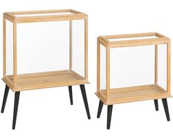 Mica Decorations Kast Cabinet - 53x30x72 cm - Hout - Bruin - Set van 2