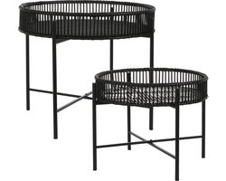 Mica Decorations Kenia Salontafel - Set van 2 - H50 x Ø60 cm - Bamboe - Zwart