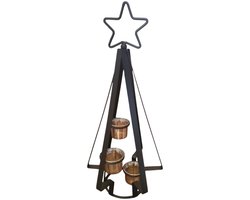 Mica Decorations kerst boom kandelaar zwart H49,5xD22,5cm