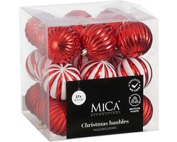 Mica Decorations Kerstballen Set - 27 Stuks - Ø8 cm - Onbreekbaar - Rood