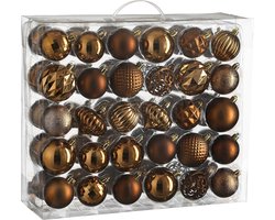 Mica Decorations Kerstballen Set - 60 Stuks - Ø7 cm - Onbreekbaar - Bruin