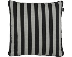 Mica Decorations Kim Tuinkussens 45 x 45 cm - 2 Sierkussens voor Buiten met Zwarte en Grijze Strepen - 2 Tuinkussen met Afneembare Hoes en Ritssluiting - Gerecycled Polyester - Zwart/Grijs