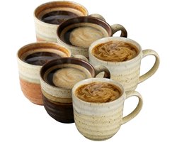 Mica Decorations Koffiemok Ethan - 6x stuks - 7 x 8 cm - porselein - theemok