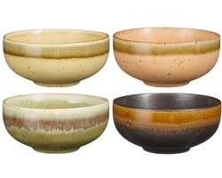 Mica Decorations Kommen Set 4 Stuks - Schaaltjes Set van Steengoed - Ontbijtkommen, Dessertkommen en Snackkommen - Ø11 x 5,5 cm - Aardetinten