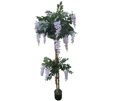 Mica Decorations Kunstbloem Wisteria - 60x60x180 cm - Polyester - Licht paars