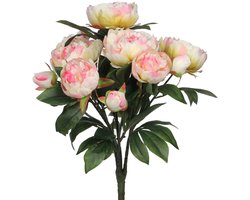 Mica Decorations Kunstbloemen boeket pioenrozen - roze - 55 cm - decoratie bloemen