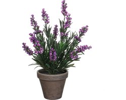 Mica Decorations Kunstplant - lavendel - paars - in pot - 20 x 33 cm - kunstbloemen