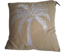 Mica Decorations - Kussen - Palmboom - Off White - 45x45x10 cm