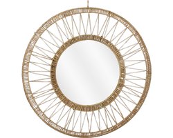 Mica Decorations Ludy Wandspiegel - H5 x Ø70 cm - Jute - Lichtbruin