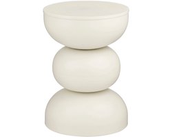 Mica Decorations Luna Bijzettafel - Bijzettafel Rond H46 x Ø32 cm - IJzeren Tafeltje voor Slaapkamer of Woonkamer - Nachtkastje of Plantentafeltje - Off White