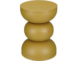 Mica Decorations Luna Bijzettafel - Bijzettafel Rond H46 x Ø32 cm - IJzeren Tafeltje voor Slaapkamer of Woonkamer - Nachtkastje of Plantentafeltje - Okergeel