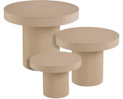 Mica Decorations Lux Bijzettafel - Set van 3 - Salontafels - Unieke Set Koffietafel - Bijzettafeltjes Woonkamer - 55 x 70 cm - IJzer - Lichtbruin