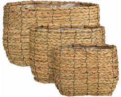 Mica Decorations Mand Dano - 39x27x25 cm - Zeegras - Bruin - Set van 3