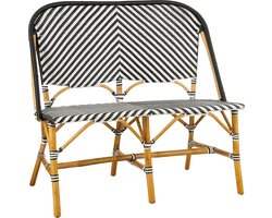 Mica Decorations Mandox Bank voor Buiten - L98 x B60 x H93 cm - Rotan - Zwart, Wit