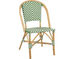 Mica Decorations Mandox Bistrostoel - L51 x B57 x H90 cm - Rotan - Donkergroen, Wit