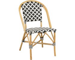 Mica Decorations Mandox Bistrostoel - L51 x B57 x H90 cm - Rotan - Zwart, Wit